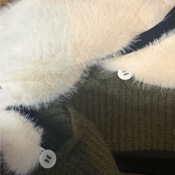 Commense Olive Bomber Jacket with Cream Collar - Picture 4 of 5